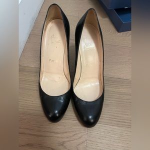 Christian Louboutin Pumppie 85MM Black Leather Pumps